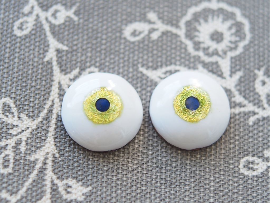 18mm/9mm イエローグリーン系水彩タイプ 七宝グラスアイ