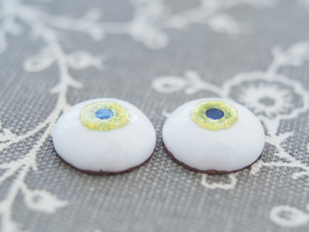 18mm/9mm イエローグリーン系水彩タイプ 七宝グラスアイ