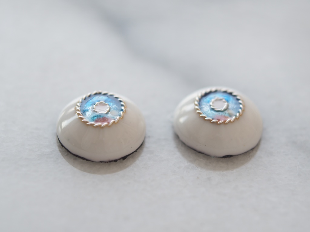 15mm/9.5-8.5mm ブルー×ピンク ジェムタイプ 七宝グラスアイ