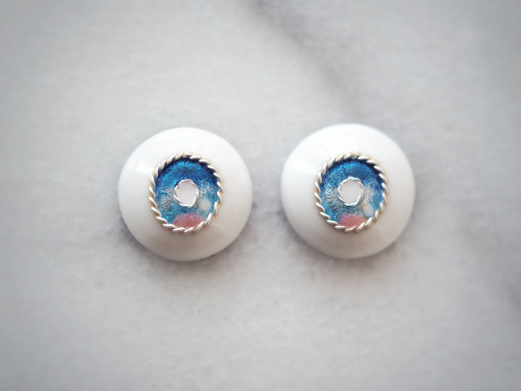 15mm/9.5-8.5mm ブルー×ピンク ジェムタイプ 七宝グラスアイ