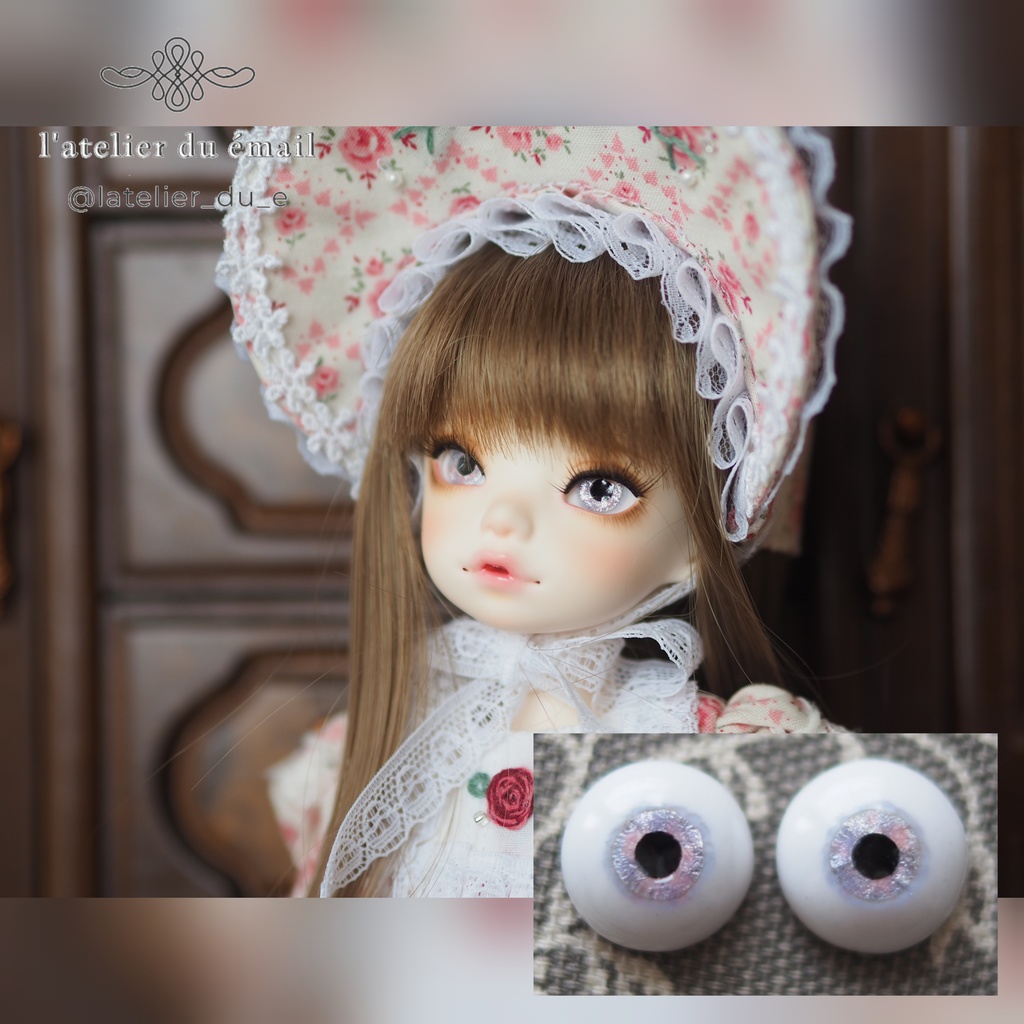 13mm/7.5mm ピンク×パープル水彩タイプ 七宝グラスアイ