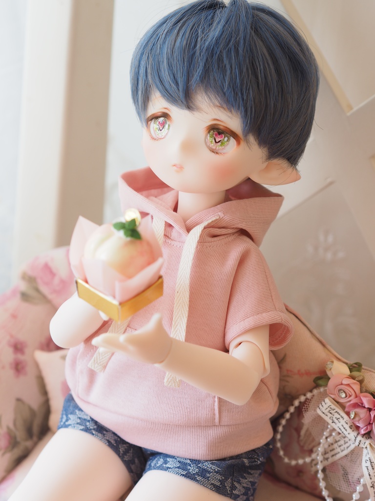 20mm/12-10.5mm kumako用 桃色ハート水彩タイプ 七宝グラスアイ