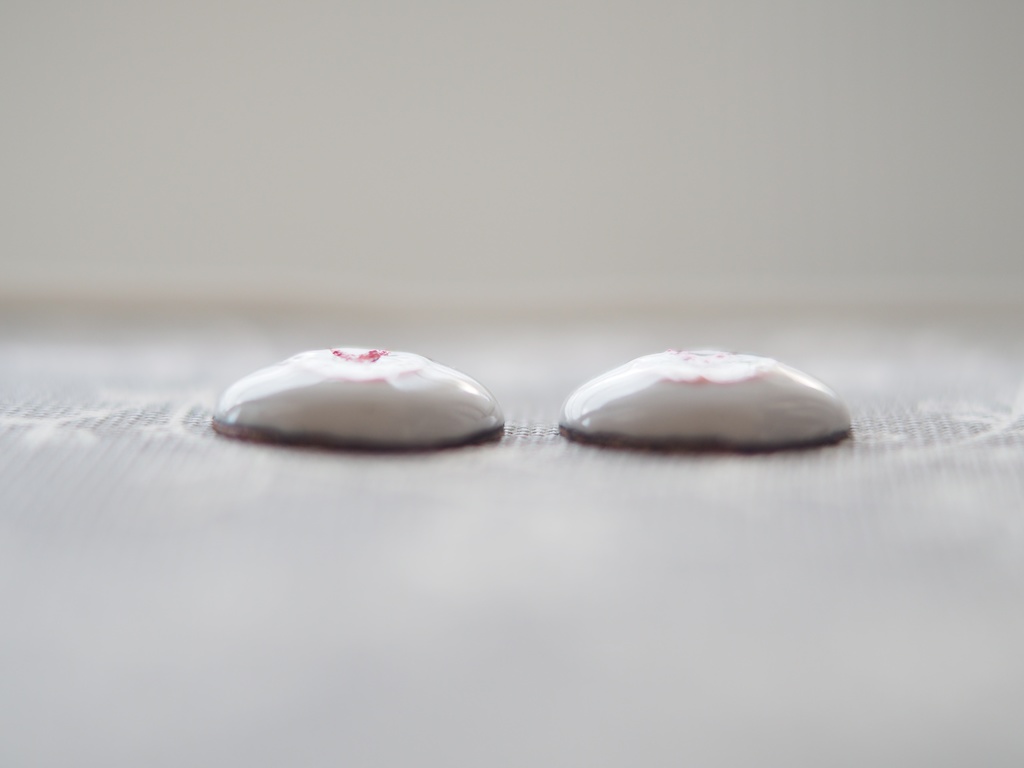 20mm/12-10.5mm kumako用 桃色ハート水彩タイプ 七宝グラスアイ