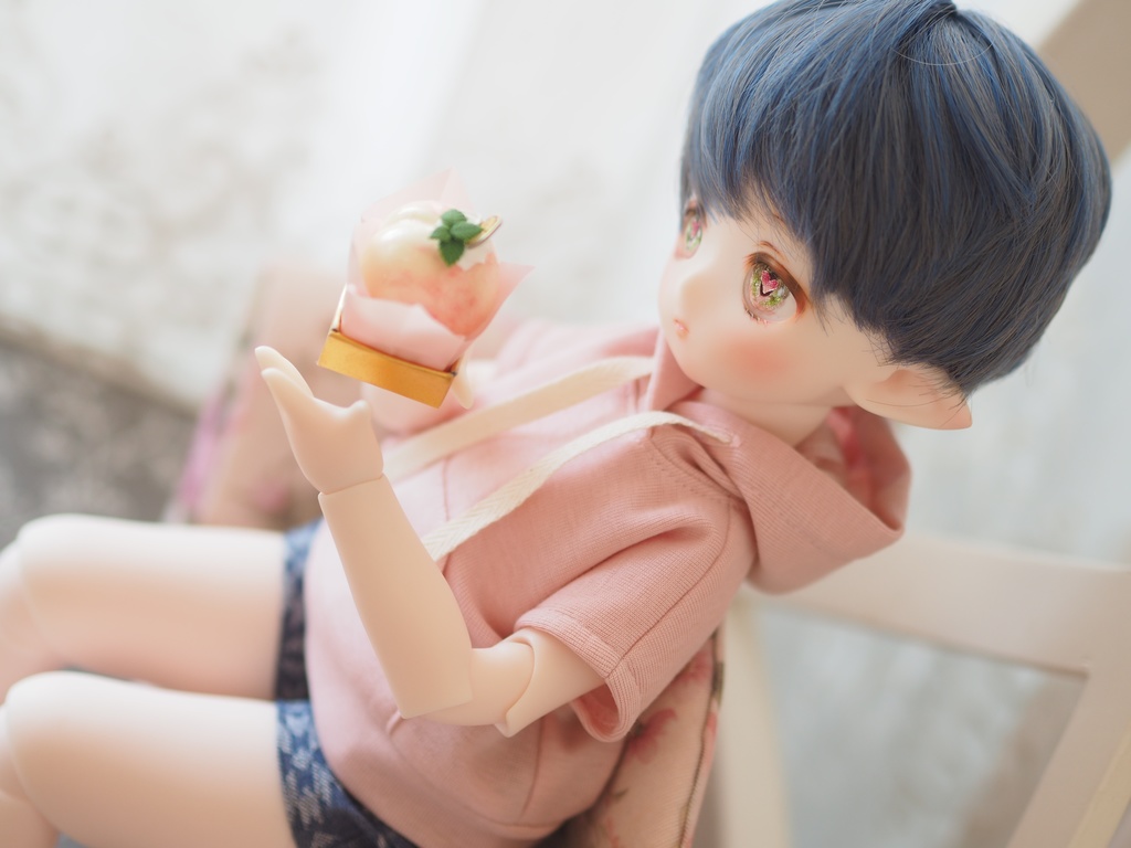 20mm/12-10.5mm kumako用 桃色ハート水彩タイプ 七宝グラスアイ