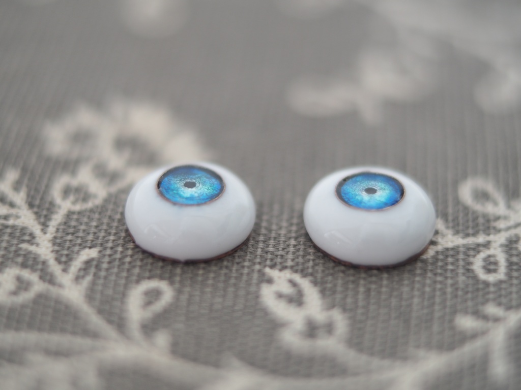 13.5mm/7mm 青系ジェムタイプ(真鍮線)七宝グラスアイ