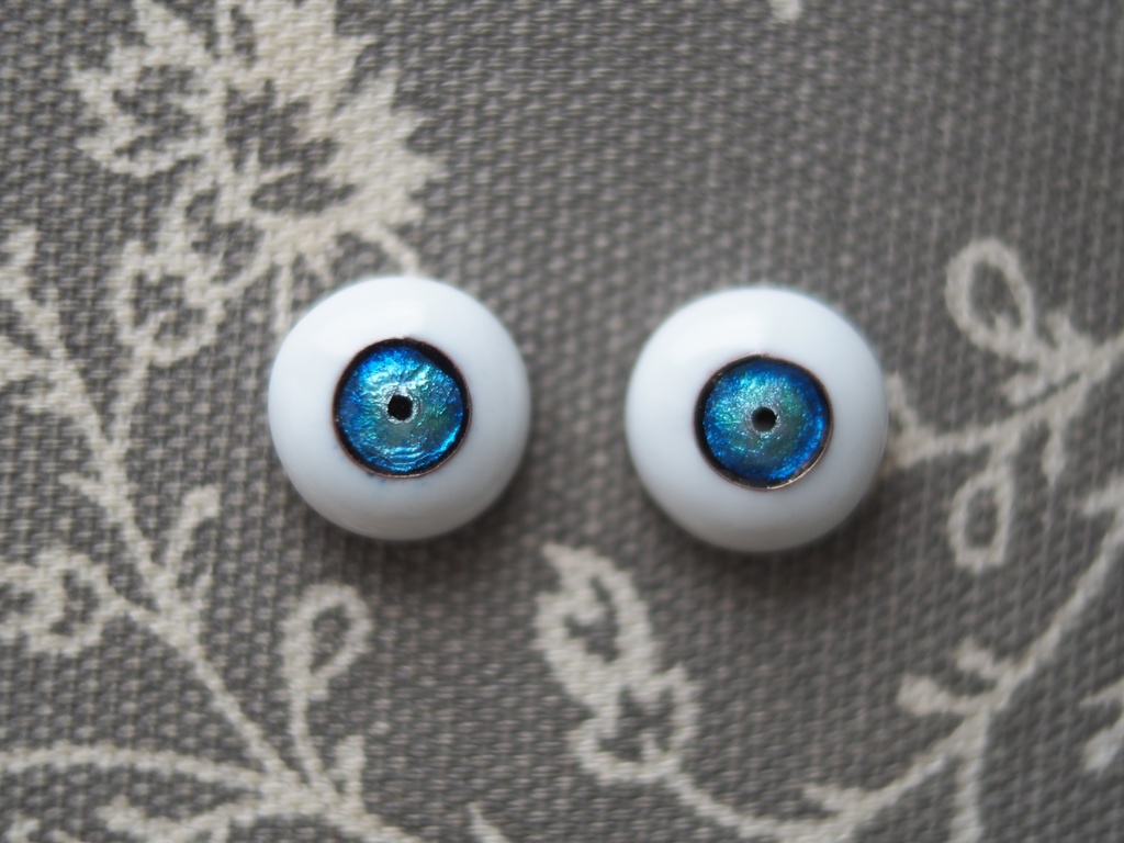 13.5mm/7mm 青系ジェムタイプ(真鍮線)七宝グラスアイ