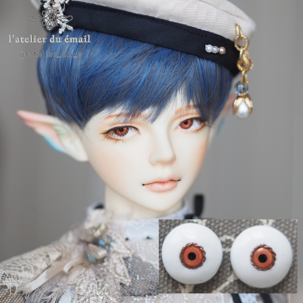 15mm/6.5mm 小虹彩淡オレンジ より線カッパータイプ 七宝グラスアイ