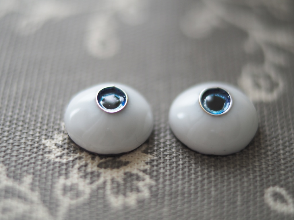 15.5mm/7-5.5mm 小虹彩青系ジェムタイプ 七宝グラスアイ