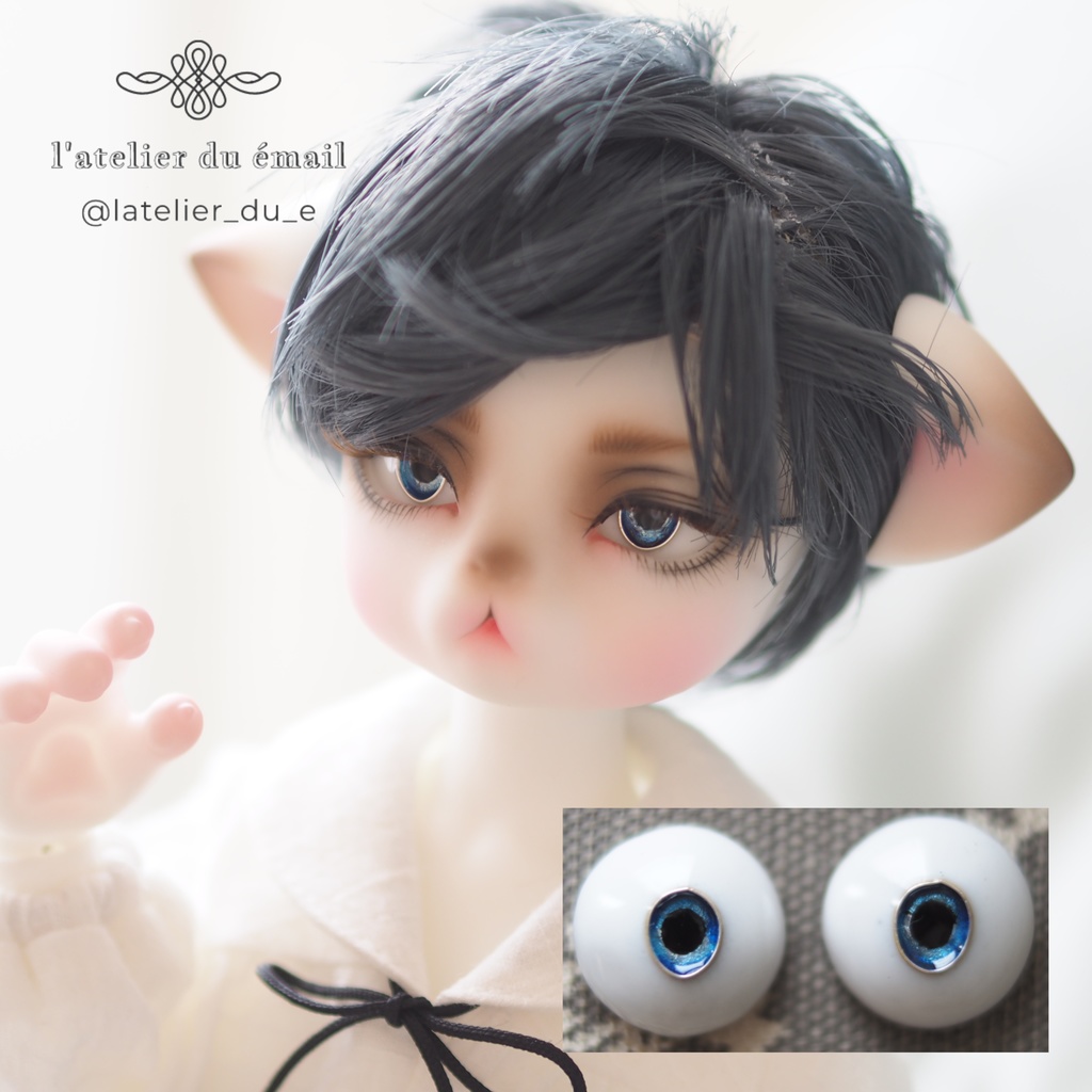 15.5mm/7-5.5mm 小虹彩青系ジェムタイプ 七宝グラスアイ