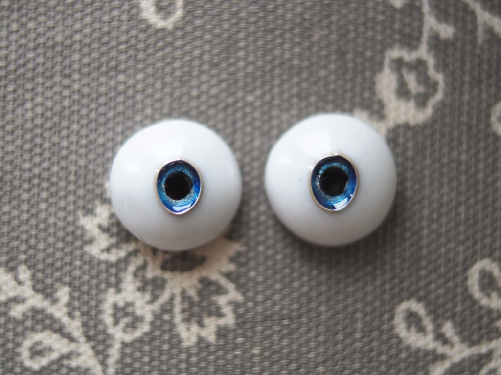 15.5mm/7-5.5mm 小虹彩青系ジェムタイプ 七宝グラスアイ