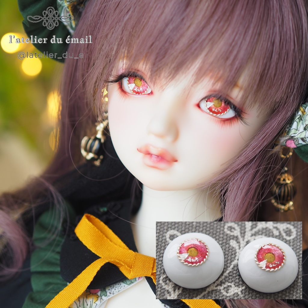 18mm/9.5mm コスモス色ジェムタイプ 七宝グラスアイ