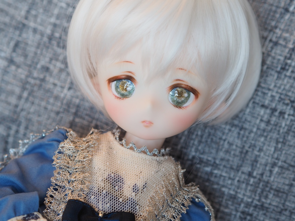 18mm/13.5-12mm アニメ風グレイッシュミント水彩タイプ 七宝グラスアイ