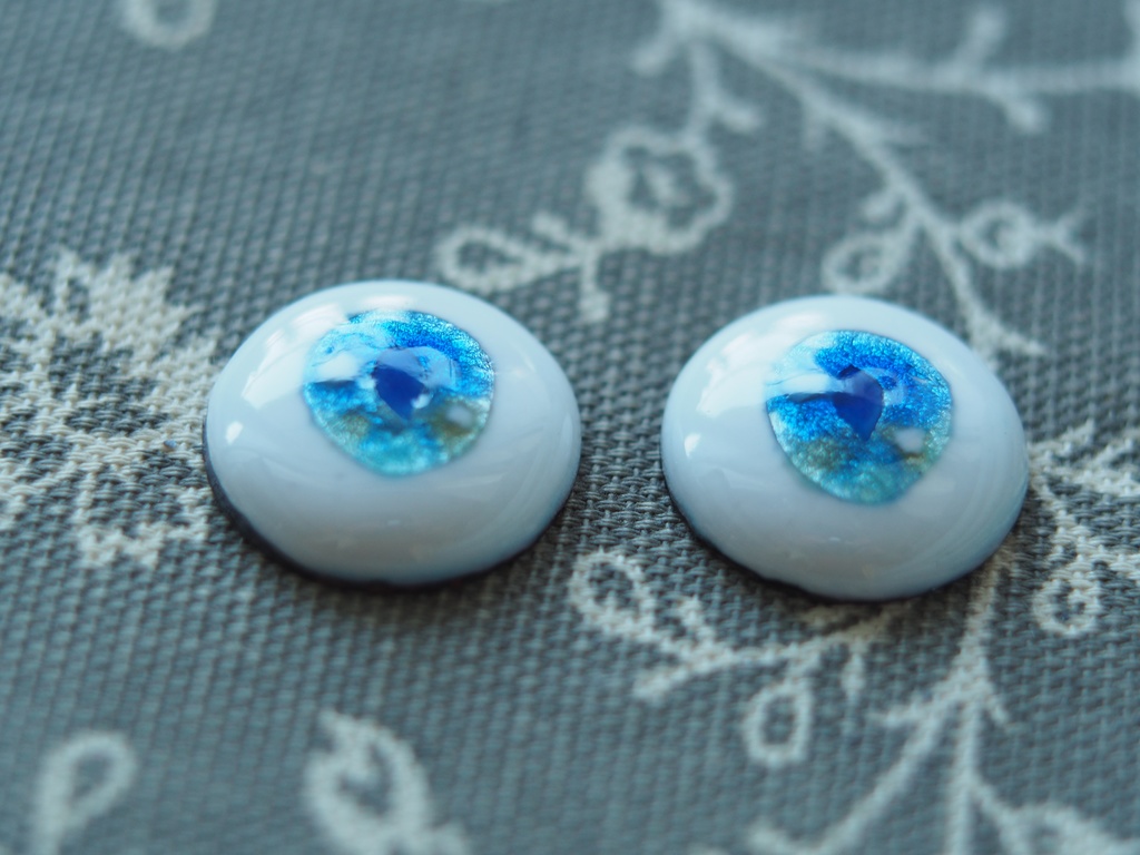 20mm/12-10mm kumako向け アニメ風ブルー系七宝グラスアイ