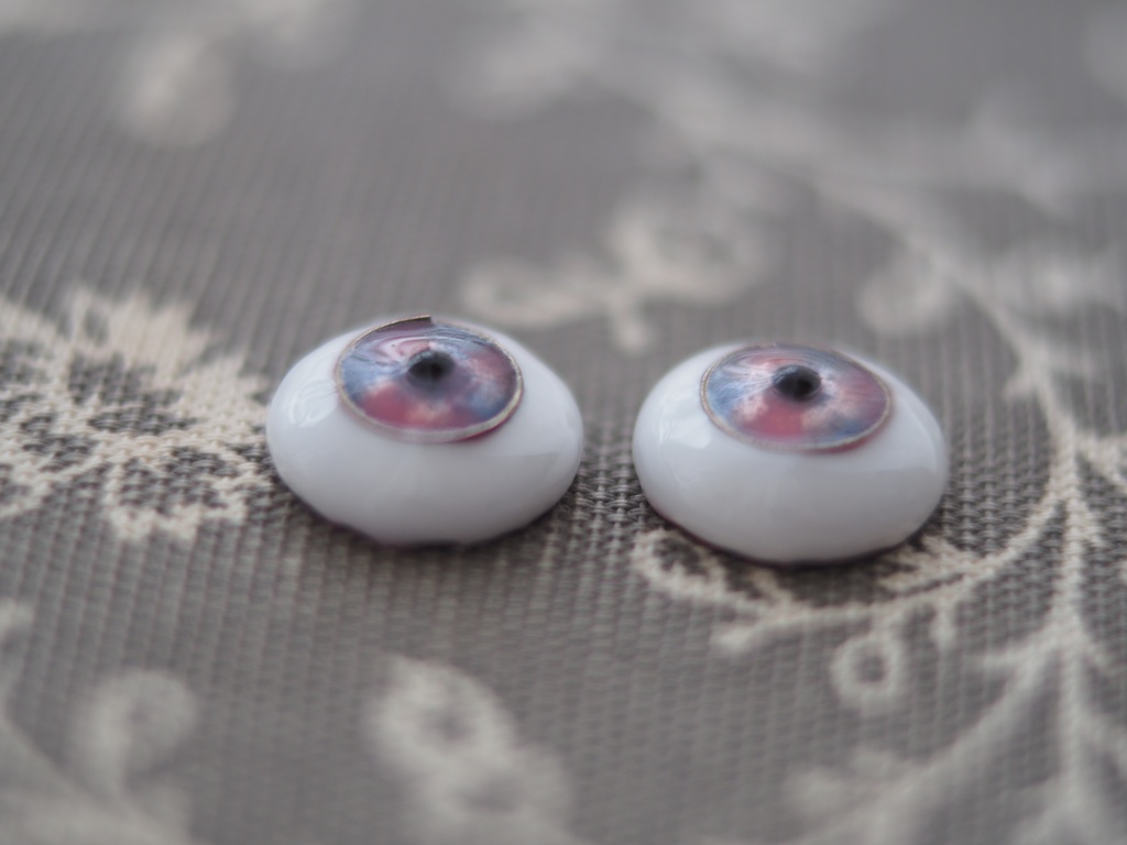 16mm/10mm ピンク×ブルー カッパータイプ 七宝グラスアイ