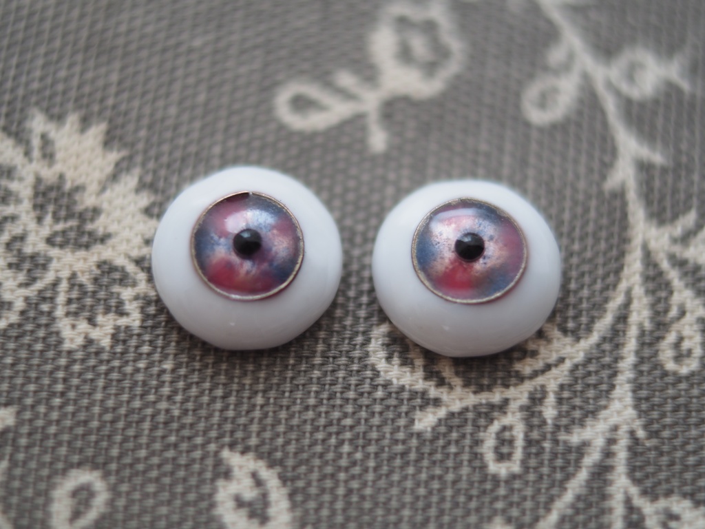 16mm/10mm ピンク×ブルー カッパータイプ 七宝グラスアイ