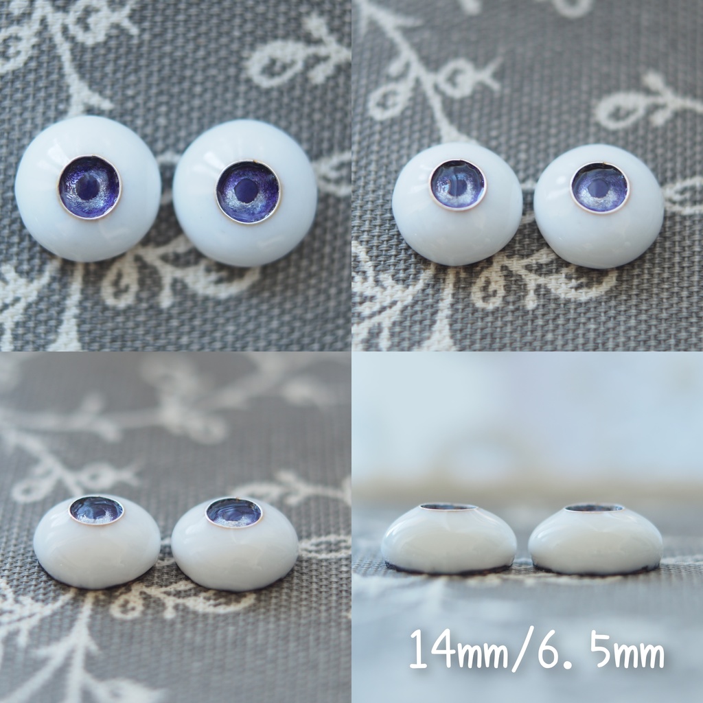 【3サイズ】14mm 16mm パープルグラデーション ジェムタイプ 七宝グラスアイ