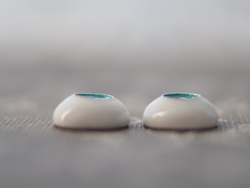 15.5mm/8mm チョコミント+金箔 ジェムタイプ 七宝グラスアイ