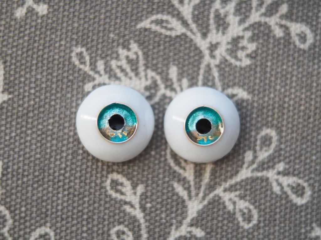 15.5mm/8mm チョコミント+金箔 ジェムタイプ 七宝グラスアイ