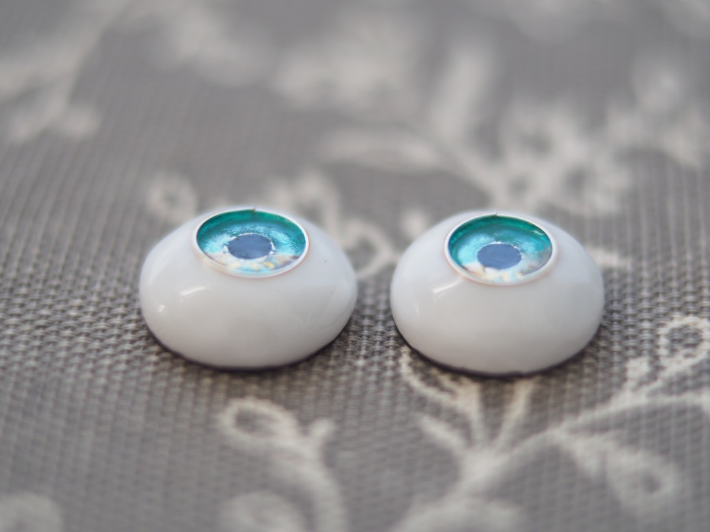 15.5mm/8mm チョコミント+金箔 ジェムタイプ 七宝グラスアイ
