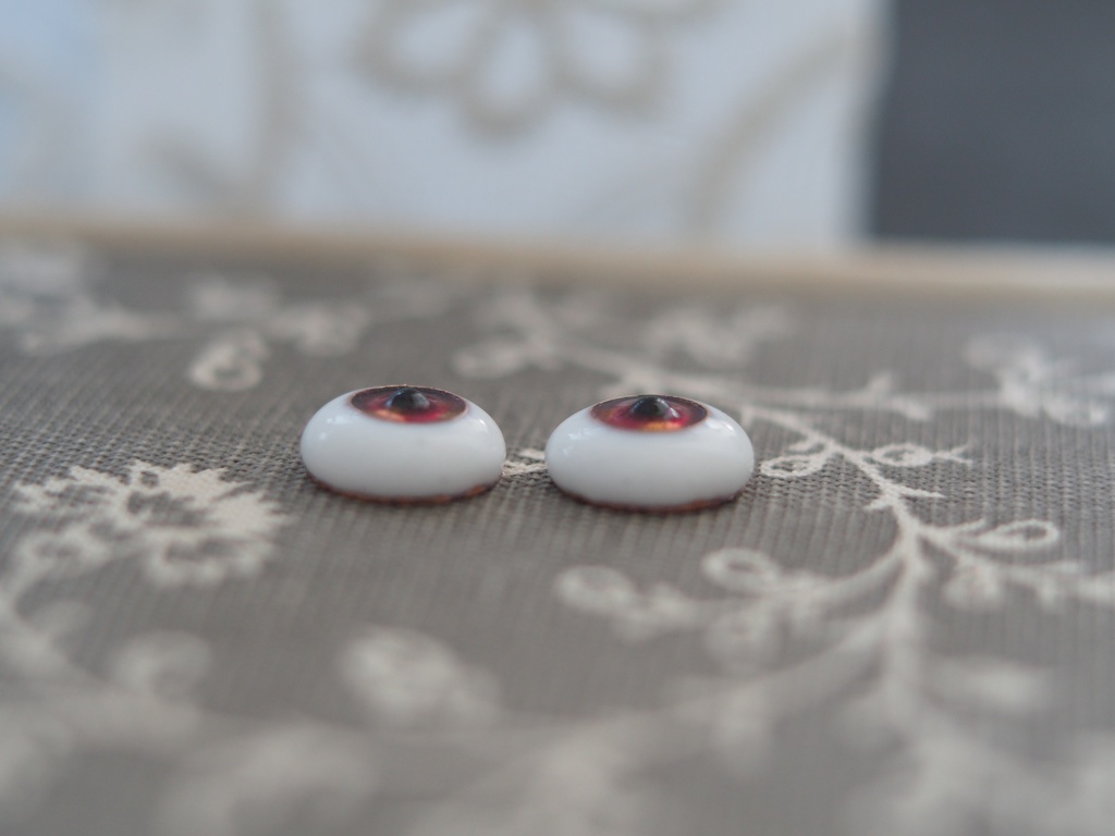 14mm/8mm 赤×黄 カッパータイプ 七宝グラスアイ