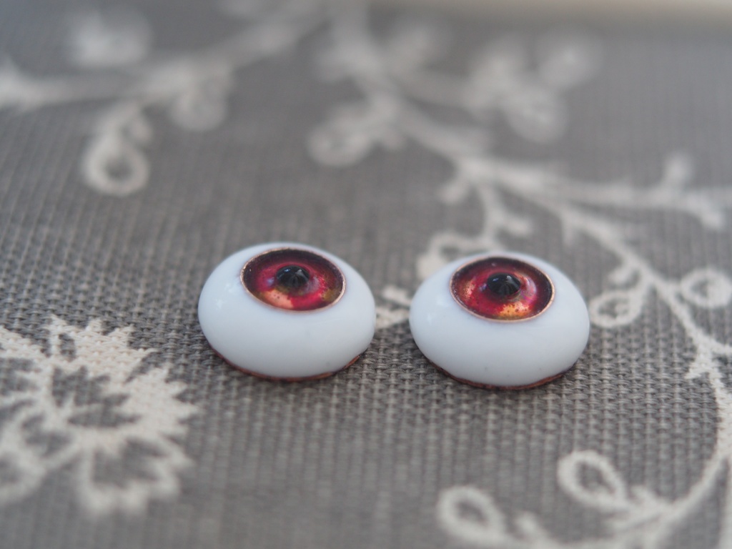 14mm/8mm 赤×黄 カッパータイプ 七宝グラスアイ