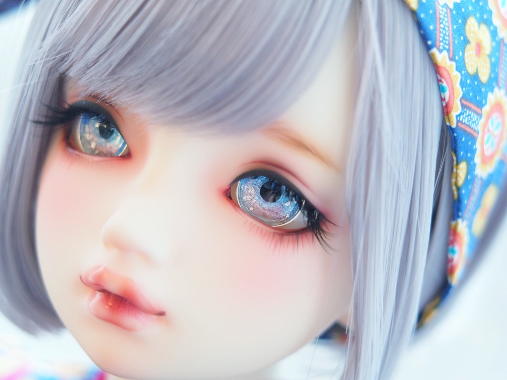 18mm/10.5mm ブルー×ピンク+銀箔 ジェムタイプ 七宝グラスアイ