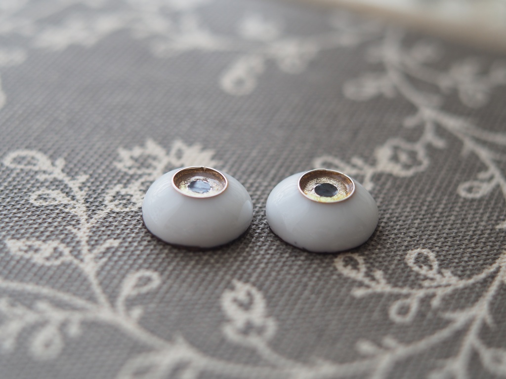 16mm/8mm ブラウン×ゴールド ジェムタイプ 七宝グラスアイ