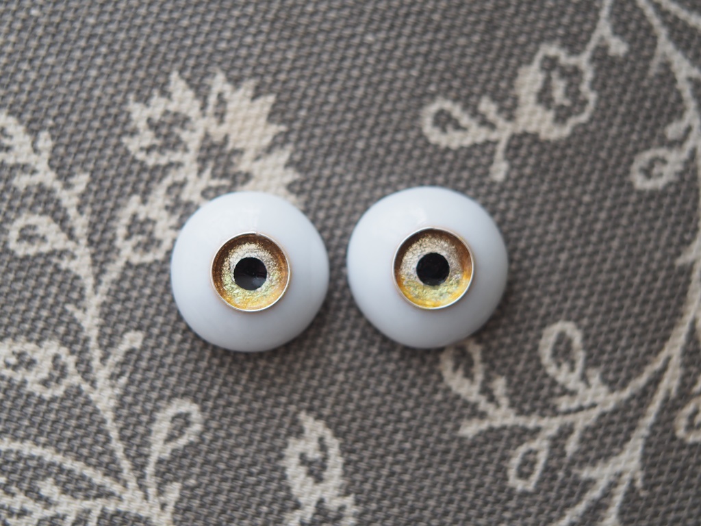 16mm/8mm ブラウン×ゴールド ジェムタイプ 七宝グラスアイ
