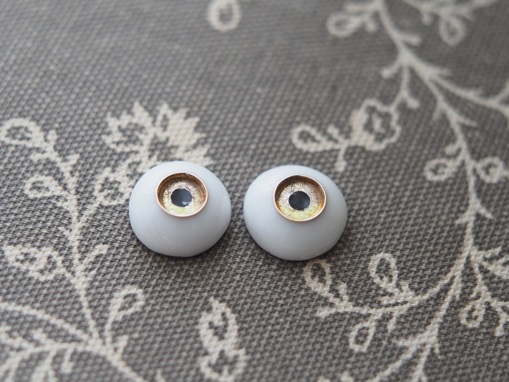 16mm/8mm ブラウン×ゴールド ジェムタイプ 七宝グラスアイ