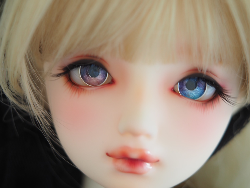 16mm/9mm 夕暮れグラデーションオッドアイ ジェムタイプ 七宝グラスアイ