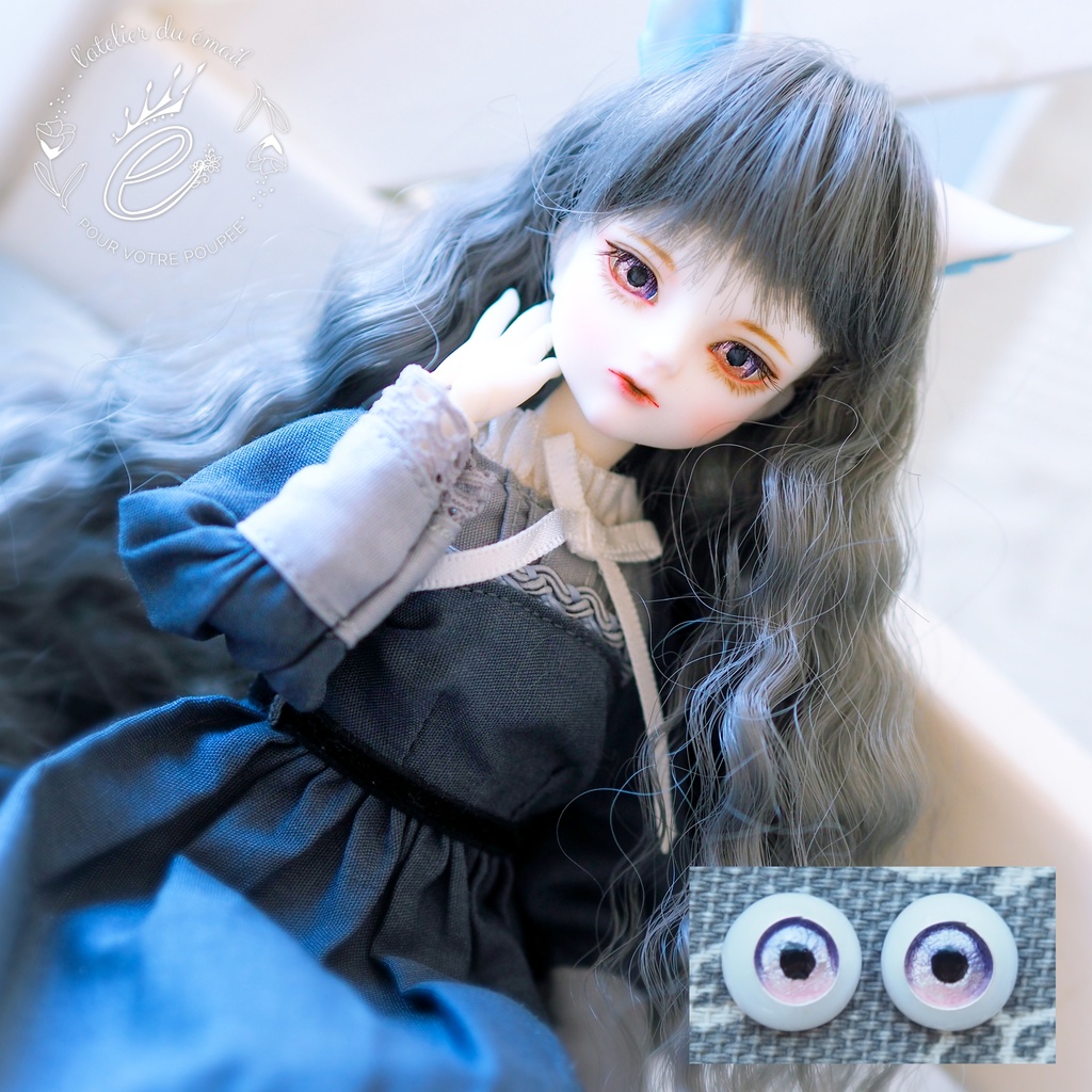 8mm/5mm パープル×ピンクグラデーション ジェムタイプ 七宝グラスアイ