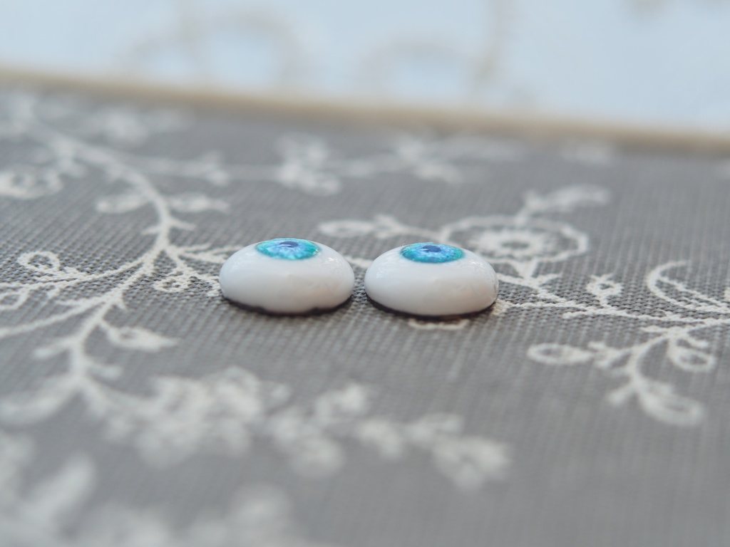 14mm/6.5mm ブルーグリーン系 水彩タイプ 七宝グラスアイ