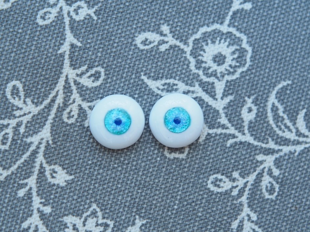 14mm/6.5mm ブルーグリーン系 水彩タイプ 七宝グラスアイ