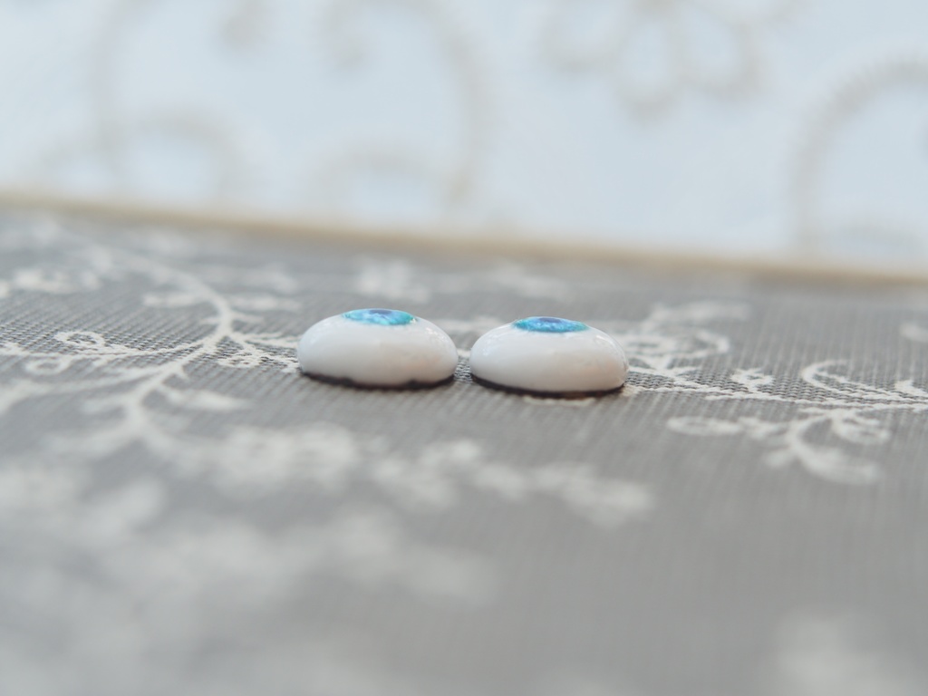 14mm/6.5mm ブルーグリーン系 水彩タイプ 七宝グラスアイ