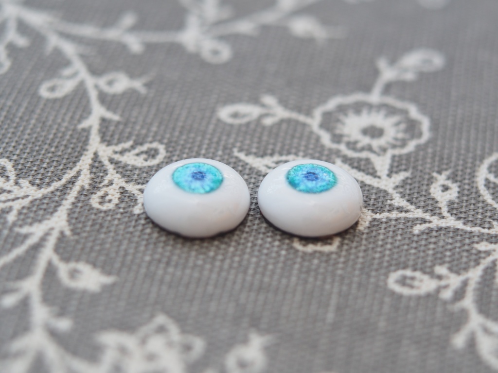14mm/6.5mm ブルーグリーン系 水彩タイプ 七宝グラスアイ