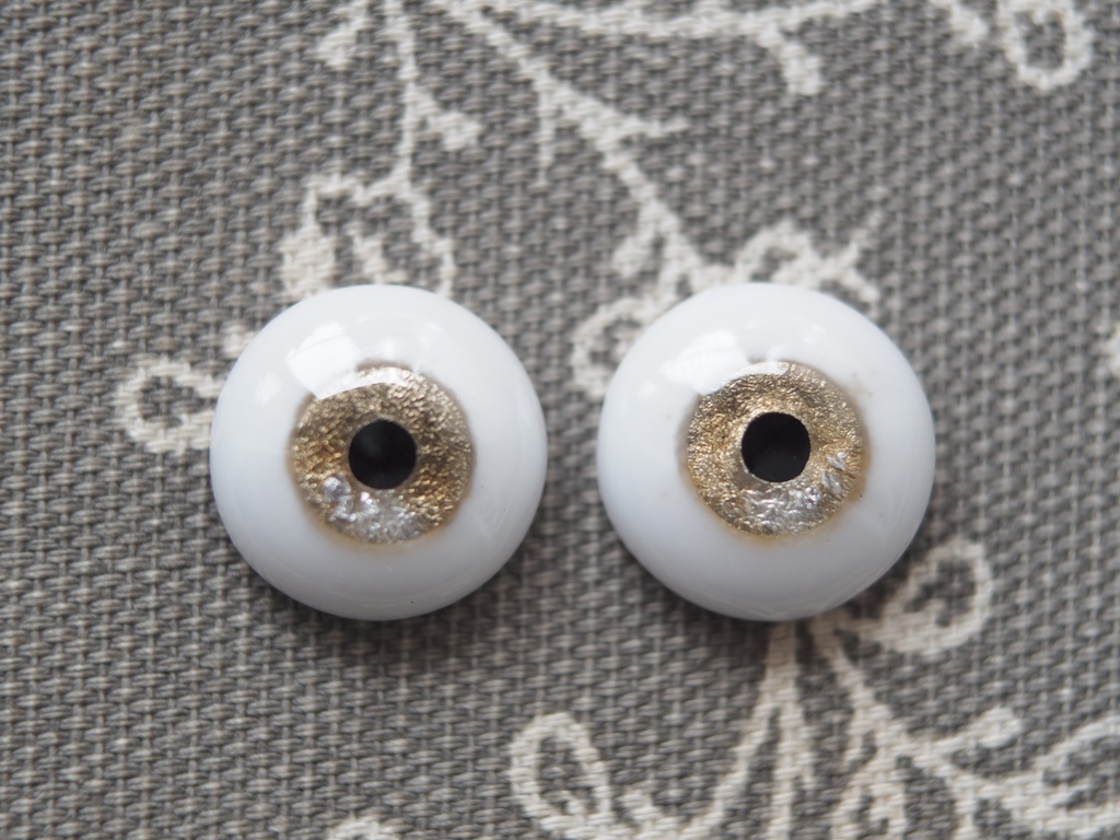 16mm/9mm ブラウンベージュグラデーション+銀箔 水彩タイプ 七宝グラスアイ