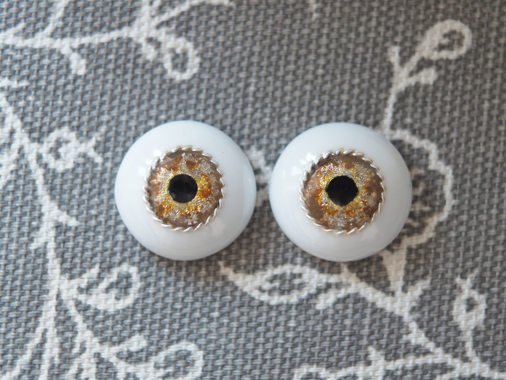 16mm/9mm ブラウン系 より線ジェムタイプ 七宝グラスアイ