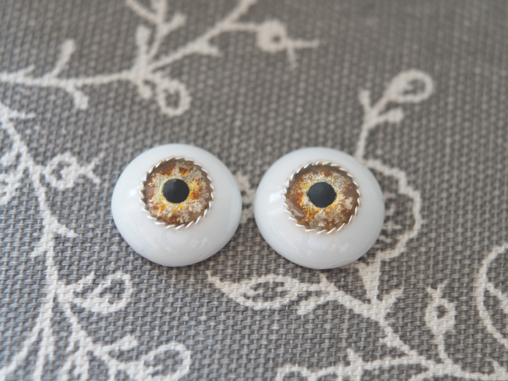 16mm/9mm ブラウン系 より線ジェムタイプ 七宝グラスアイ