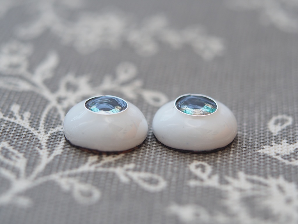 16mm/8mm チョコレートミント ジェムタイプ 七宝グラスアイ