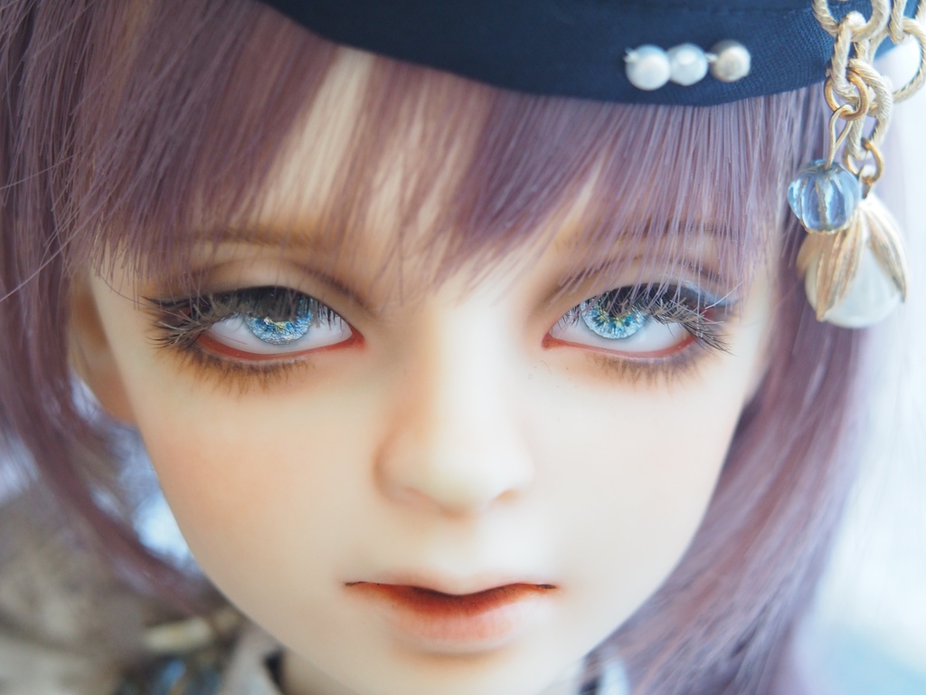 18mm/6.5mm 小虹彩イエロー×ブルー 虹彩線ありジェムタイプ 七宝グラスアイ