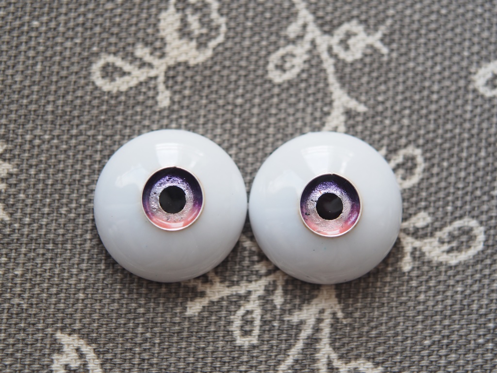 18mm/8mm 小虹彩パープル×ピンク ジェムタイプ 七宝グラスアイ