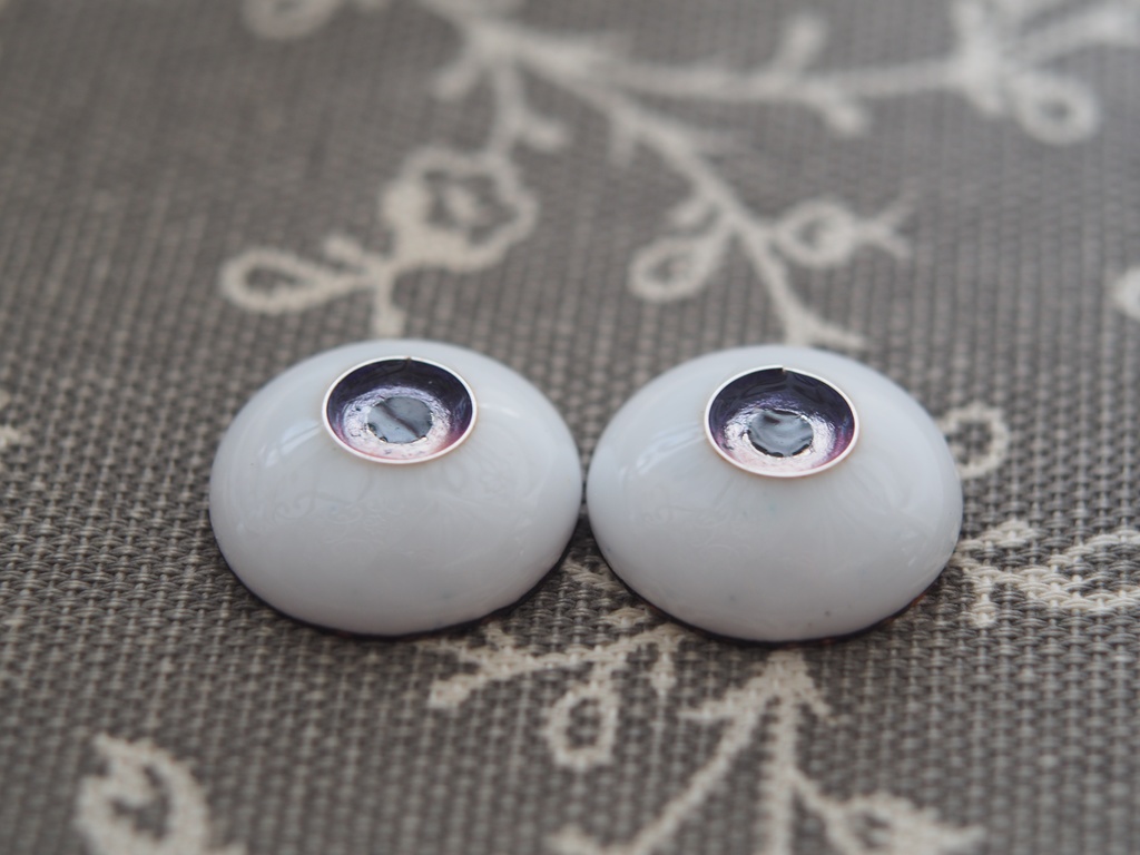 18mm/8mm 小虹彩パープル×ピンク ジェムタイプ 七宝グラスアイ
