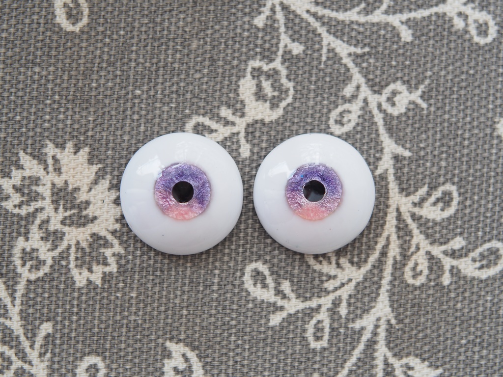 18mm/9mm パープル×ピンク 水彩タイプ 七宝グラスアイ