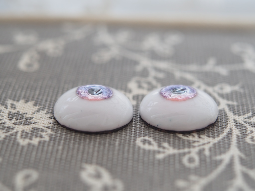 18mm/9mm パープル×ピンク 水彩タイプ 七宝グラスアイ