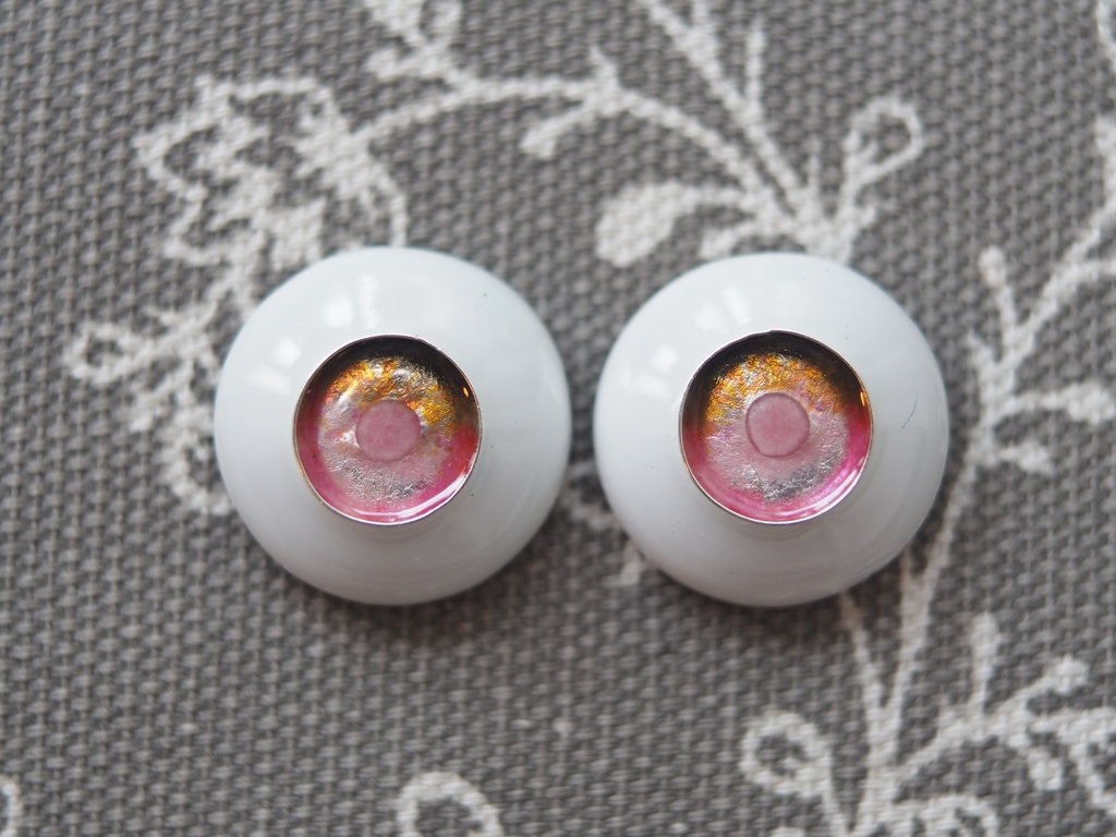 18mm/10mm ブラウン×ピンク ジェムタイプ 七宝グラスアイ