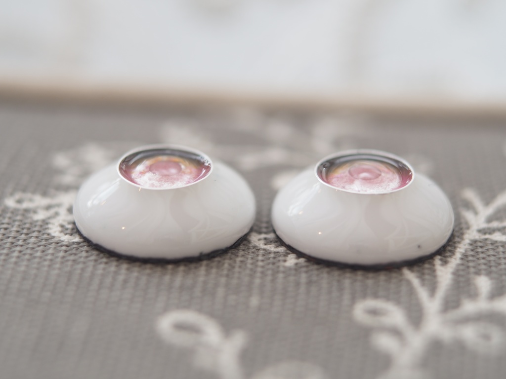 18mm/10mm ブラウン×ピンク ジェムタイプ 七宝グラスアイ