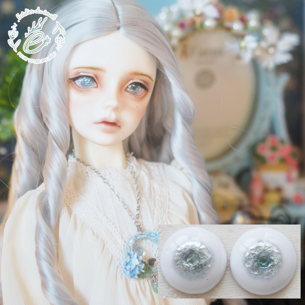 18mm/11mm グレー系水彩タイプ 七宝グラスアイ