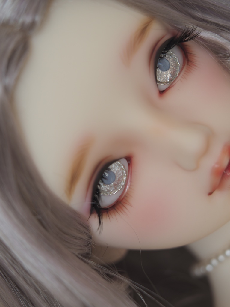 18mm/9mm 白銀 虹彩線ありジェムタイプ 七宝グラスアイ