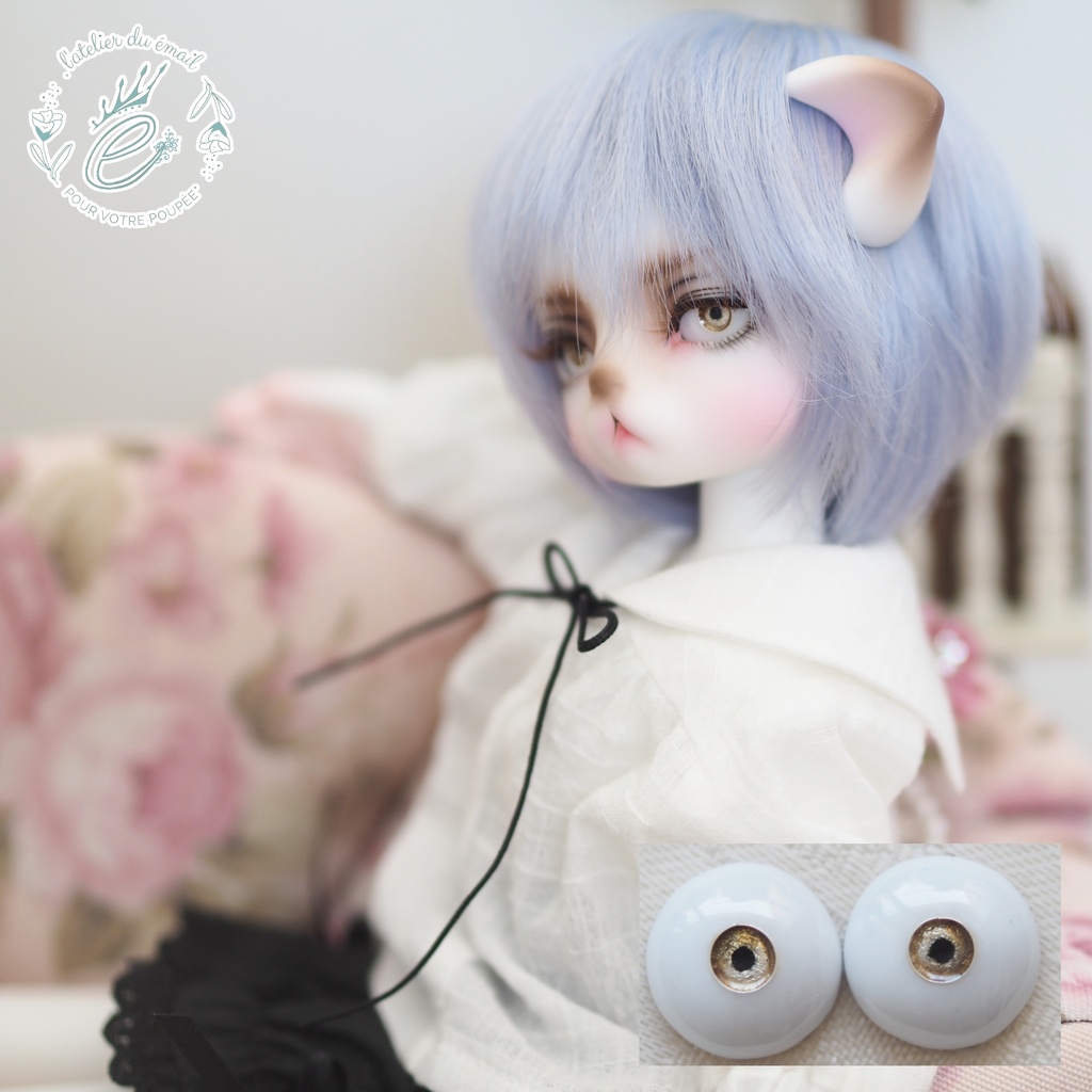 14mm/4.5mm ブラウン系 ジェムタイプ 七宝グラスアイ