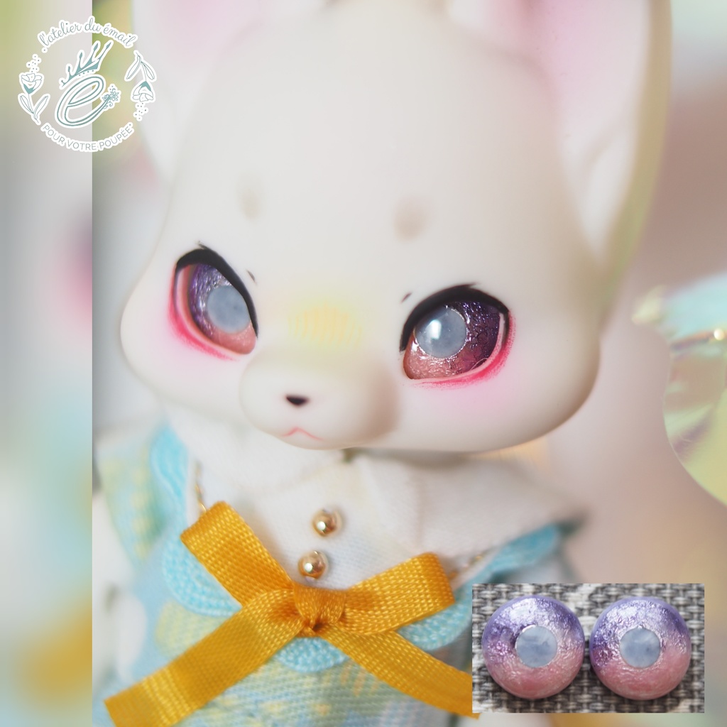 8mm パープル×ピンク 七宝グラスアイ